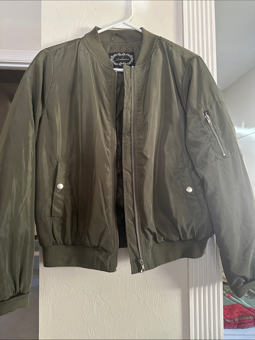 Ambiance Olive Green Bomber Jacket